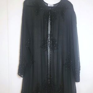 Vintage JMD New York Black Beaded Kimono 2X